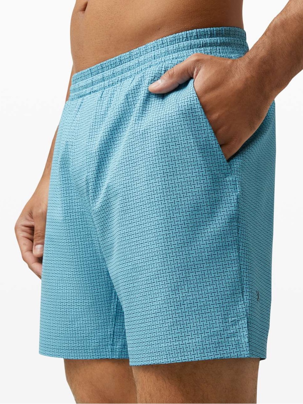lululemon athletica Men’s Light Blue Patterned Swim Shorts